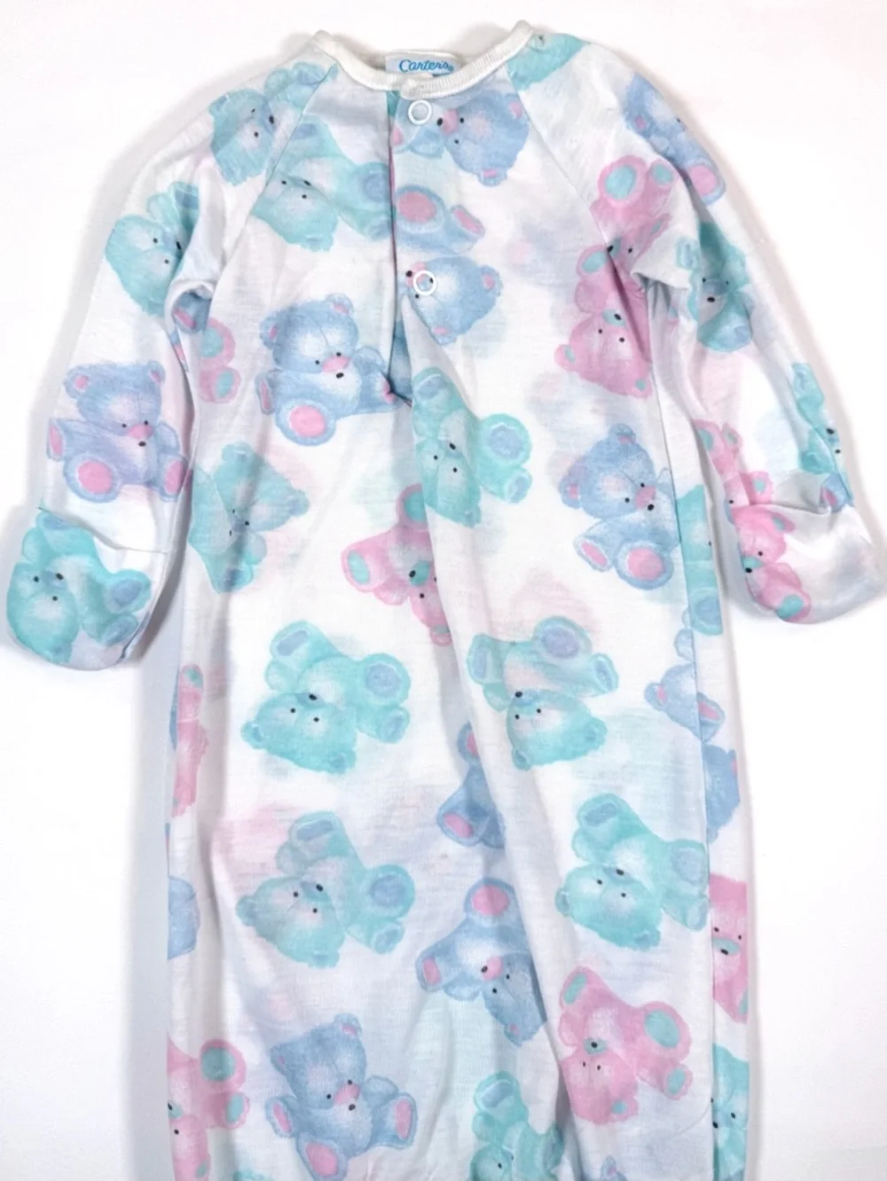 CARTER’S Vintage 1981 Baby Sleep Gown‎ Newborn Teddy Bear Print Cottagecore